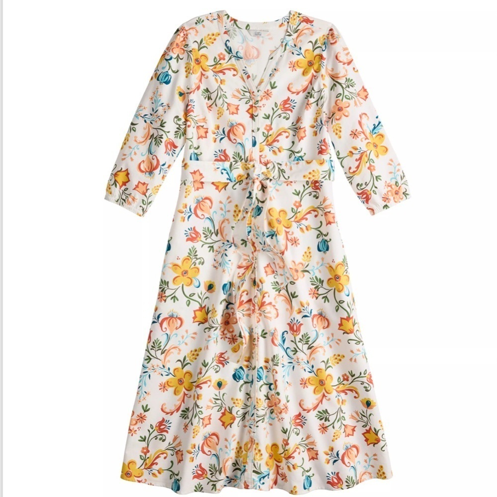 Floral Peasant Shirt Dress Size M - Picture 3 of 10